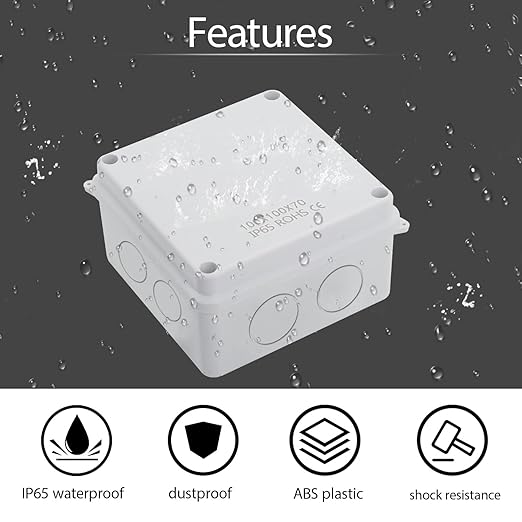 LeMotech Junction Box, Electrical Box IP65 Water Resistant Dustproof ABS Plastic Project Enclosure for Electronics White, External Size 3.9 x 3.9 x 2.8 inch - Image 5
