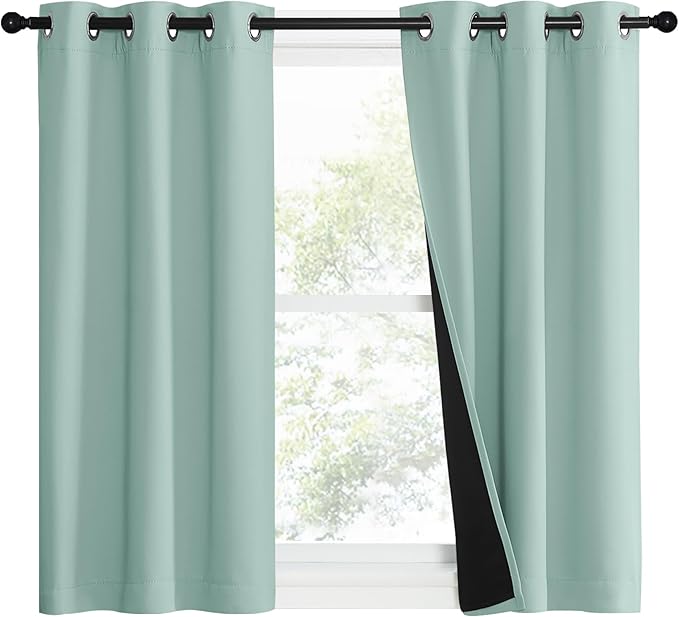 NICETOWN Aqua Blue 100% Blackout Curtain Set, Thermal Insulated & Energy Efficiency Window Draperies for Guest Room, Full Shading Panels for Shift Worker and Light Sleepers, 37W x 40L, 2 PCs - Image 2