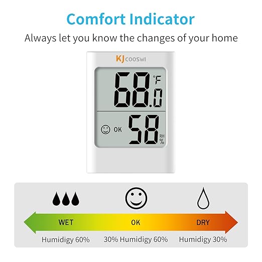 Humidity Gauge, 2 Pack Indoor Thermometer for Home Digital Hygrometer Room Thermometer and Humidity Gauge with Temperature Humidity Monitor AAA Battery Powered(Color: Black and White) - Image 4