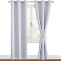 Hiasan Blackout Curtains for Bedroom, 38 x 84 Inches Long - Thermal Insulated & Energy Saving Window Curtains for Living Room, 2 Drape Panels Sewn with Tiebacks, Greyish White by Hiasan