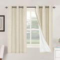 H.VERSAILTEX 100% Blackout Curtains for Bedroom Thermal Insulated Linen Textured Curtains Heat and Full Light Blocking Drapes Living Room Curtains 2 Panel Sets, Bleached Sand, 42x63 Inch by HVERSAILTEX