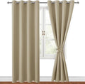 Hiasan Blackout Curtains for Bedroom, 52 x 96 Inches Long - Thermal Insulated & Light Blocking Window Curtains for Living Room, 2 Drape Panels Sewn with Tiebacks, Taupe by Hiasan
