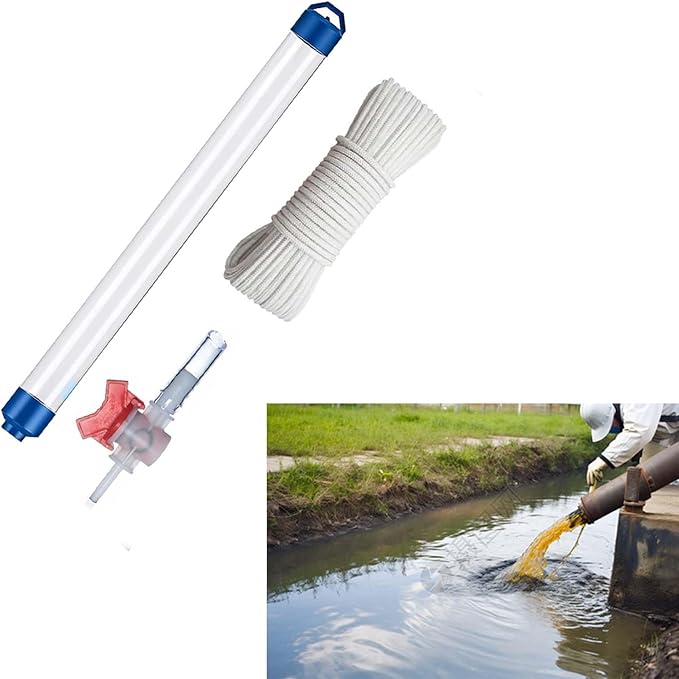 PVC Water Sampling Device, Lake Water Sample Collector 250 500 1000ml with 32.8ft Rope & 1 Throttle Valve, Deepwater Sampler Environmental Monitoring，250ml，4 Pieces by Unknown