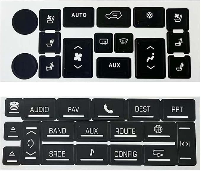 AC & Radio Button Repair Stickers Compatible with 2007-2014 Cadillac Escalade EXT ESV Climate Control and Multimedia Radio Button Repair Decal Stickers by NPSNGSJY
