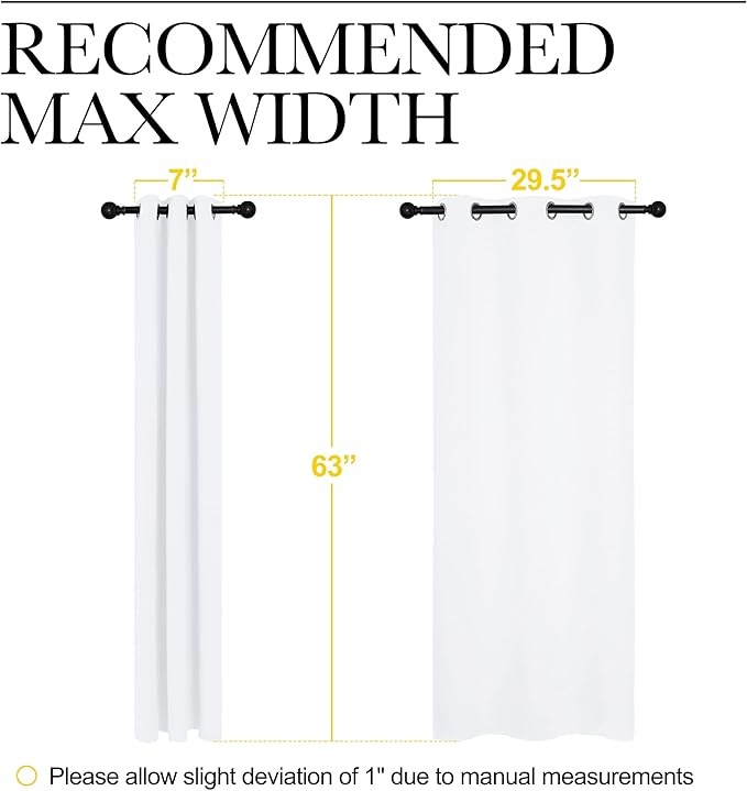 NICETOWN White 100% Blackout Lined Curtain, 2 Thick Layers Completely Blackout Window Treatment Thermal Insulated Drape for Kitchen/Bedroom (1 PC, 37 inches Width x 63 inches Length Each Panel) - Image 4