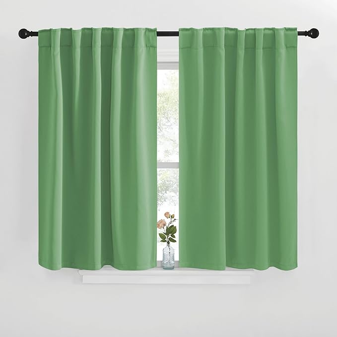NICETOWN Blackout Curtain Panels for Living Room - (Forest Greencolor) 42x36 inch, 2 Panels Set, Room Darkening Blackout Drapes for Window by NICETOWN