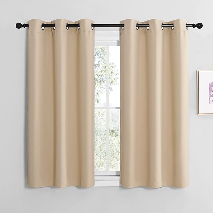 NICETOWN Room Darkening Draperies Window Curtain Panels, Thermal Insulated Grommet Room Darkening Curtains for Bedroom (Biscotti Beige, 2 Panels, W42 x L50 -inch) by NICETOWN