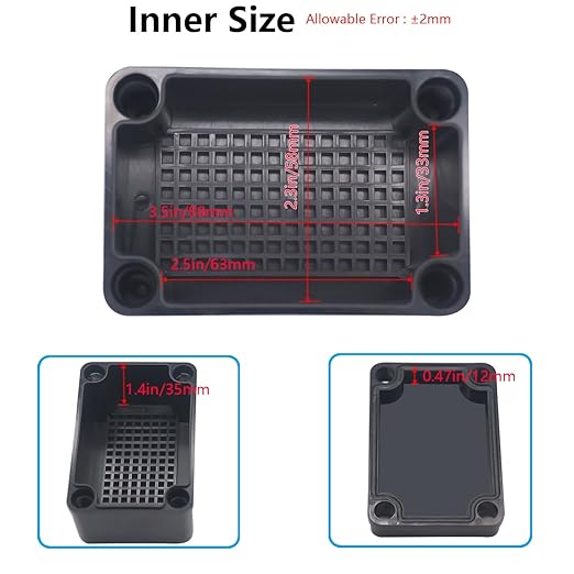 Junction Box,IP67 Waterproof ABS Black Project Box with Mounting Plate Electrical Box Enclosure for Outside Electronics 3.7 x 2.6 x 2.2inch(95x65x55mm) - Image 4
