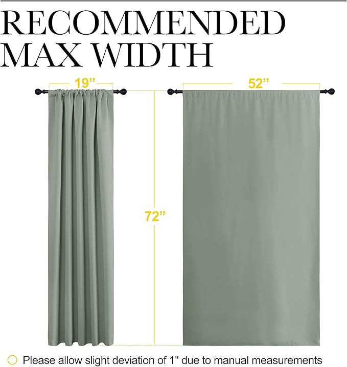 NICETOWN Window Curtains Blackout Drapes - Thermal Insulated Solid Rod Pocket Blackout Curtains/Draperies for Living Room (Sage Green, One Pair, 52 by 72-Inch) - Image 7