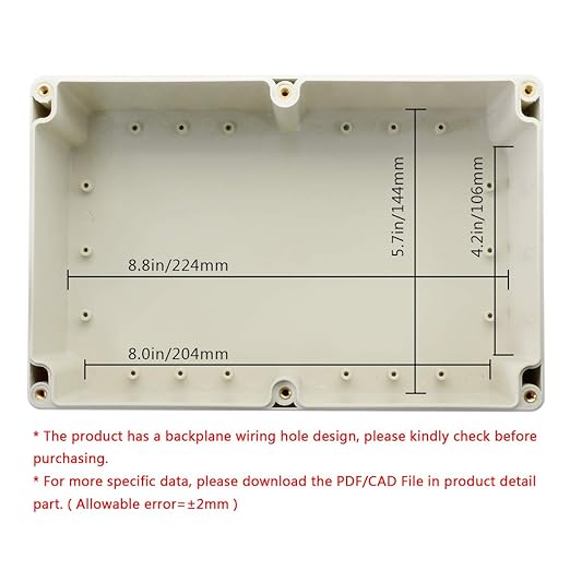 LeMotech Waterproof Dustproof IP65 ABS Plastic Junction Box Universal Electric Project Enclosure Pale Gray 9.0 x 5.9 x 3.4 inch (230 x 150 x 87 mm) - Image 5