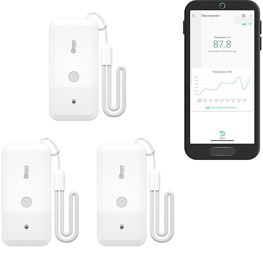 YoLink Smart Freezer Thermometer, LoRa Wireless Fridge Temperature Sensor 3-Pack, Ideal for Refrigerator, Freezer, Greenhouse, Pet Cage, App & SMS Alerts, 5-Year Battery, Hub Requied by YoLink