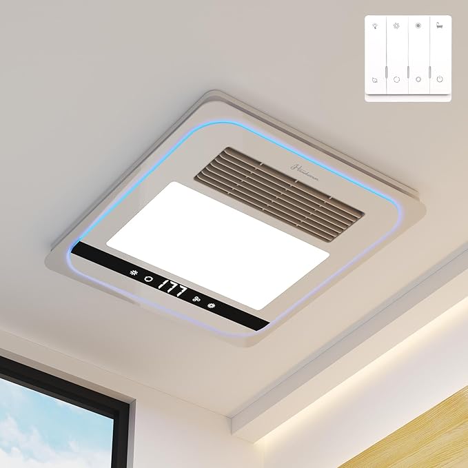 4 in 1 Bathroom Exhaust Fan with Light, 1760W Bathroom Heater Fan Light Combo, 190 CFM 1.0 Sone Exhaust with Heater, Ventilation for Home, Bath, Hotel by FocusonKitchenBathroom
