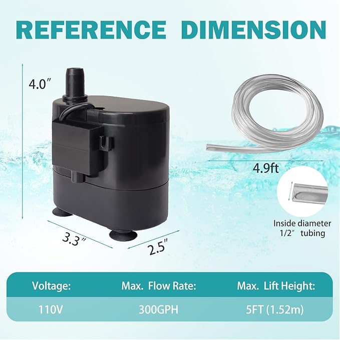 Small Pump With Level Sensor,5 FT Drain Lift,Large Volume,110V Automatic Submersible Water Pump Mini HAVC Condensate Pump For Dehumidifier,Air Conditioner, Ice Maker, Furnace,Air Cooler,PM02 - Image 2