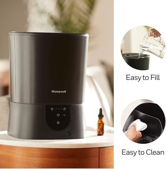 Honeywell Easy-to-Care Filter Free Warm Mist Humidifier, Medium Rooms, 1.5 Gallon Tank – Humidistat for Bedroom, Home or Office Black - Image 8