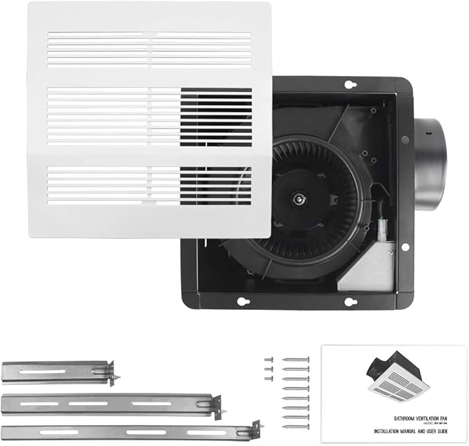 BV Bathroom Exhaust Fan 200CFM - 2.0 Sones, 6" Duct Collar, Rooms Up to 200 Sq. Ft.| Ventilation Fan, Stainless Steel - Ultra-Quiet & HVI 2100 - Image 2