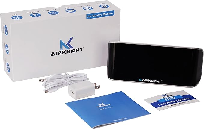 AirKnight Premium Indoor Air Quality Monitor Indoor & Air Quality Sensor. VOC Detector, CO2 Monitor, Formaldehyde Detector HCHO, AQI, PM2.5, PM10 Temperature Humidity Air Monitor AQI CO2 Meter - Image 2
