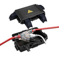 Small Outdoor Electrical Box,Waterproof Extension Cord Cover(Inner 7.3 * 5.1 * 1.6 inch) Weatherproof Connection Box w/4 Cable Entry Protect for Plug,Connector,Festive Light (1 PCS, Black) by DIQMIAQ