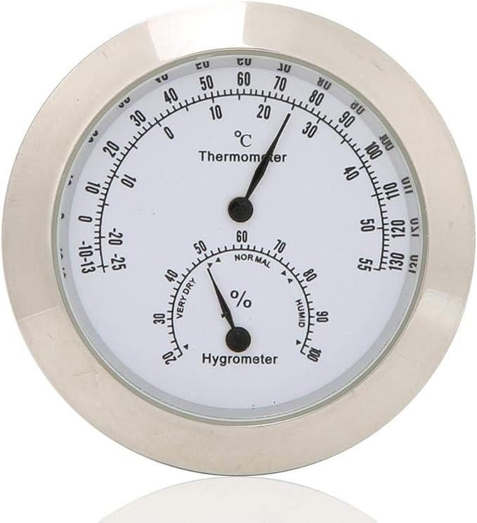 Tbest Guitar Analog Hygrometer,Round Alloy Digital Thermometer Hygrometer Humidity Temperature Meter for Violin Guitar Case for Indoor and Outdoor by LetYourCarMoreColorful