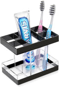 Toothbrush Holders for Bathrooms Countertop Organizer - Electric Toothbrush Holder Set, 5 Slots Toothbrush and Toothpaste Holder, Makeup Brush Storage Caddy for Family Kids (Black) by Chintu