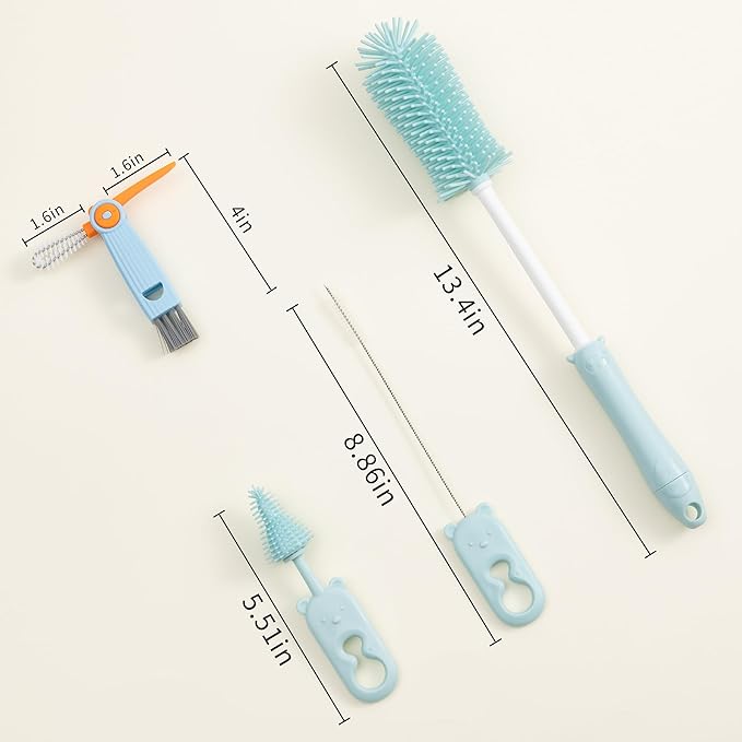 Chemimoso Silicone Bottle Cleaning Brush, 13.4in Long Handle Water Cup Bottles Cleaner for Baby Bottles, Stanley Mug, Sports Bottle, Glass Vase, with a Tiny Cup Lid Gap Cleaning Brush, z Pink - Image 2