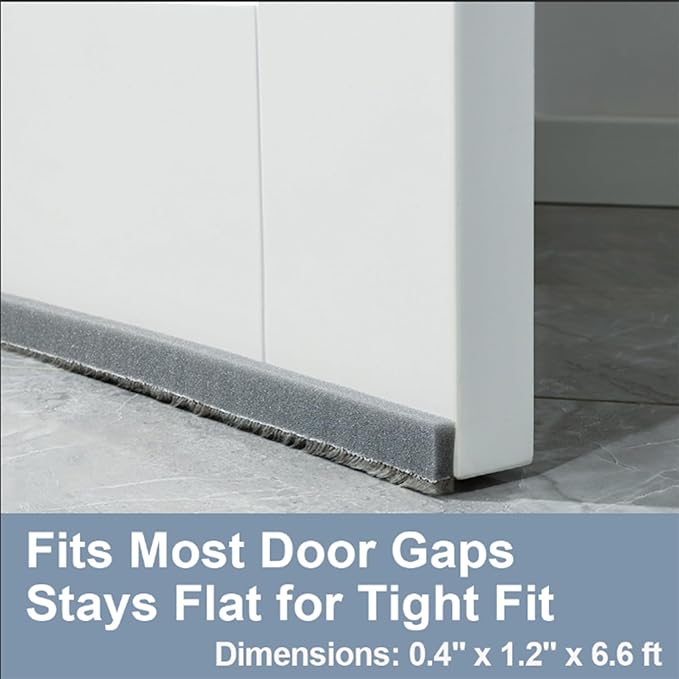 Weather Stripping - Door Seal Strip Draft Stopper Self Adhesive 0.4" x 1.2" x 6.6' Soundproof, Dustproof, Draft Blocker, Door Insulation Strip, Against Cold Air for Winter - Image 2