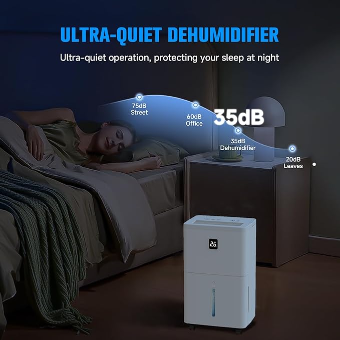 25 Pint Dehumidifier for Basement, Up to 3000 Sq.Ft, Quiet Dehumidifier with Drain Hose, Humidity Control, 24H Timer, Ideal for Bedroom, Bathroom, Room - Image 5