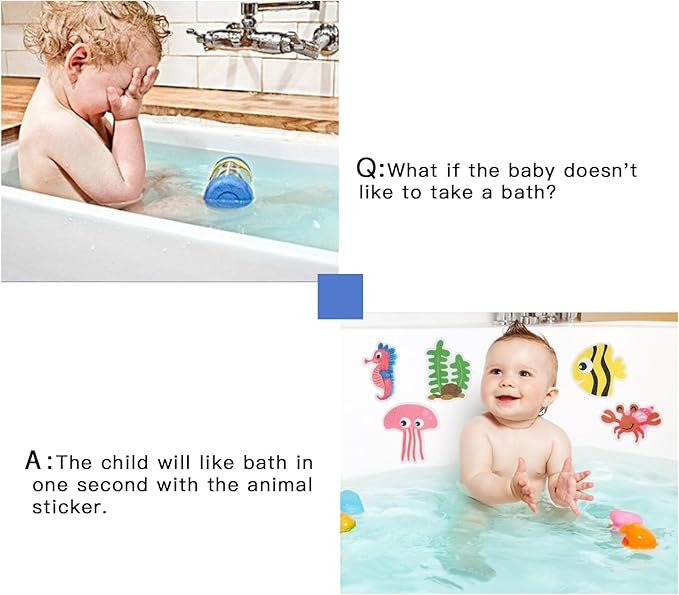 Non Slip Bathtub Stickers, 20pcs Submarine Sea Creature Adhesive Kids Anti Slip Decal Treads for Shower and Bath Tub with Premium Scraper - Image 3