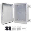 IP67Junction Box, ABS Plastic Outdoor Waterproof Box Electrical Enclosure with Stainless Steel Latch, Hinged Cover Electric Box with Mounting Plate 8.3"x6.3"x3.9" by LuSumtly