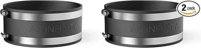 AC Infinity Noise Reduction Clamp 6-Inch, Duct Coupler with Stainless Steel Clamps, Flexible Rubber Coupling for Inline Fans and Carbon Filters in Growing and HVAC (Pack of 2) by ACInfinity