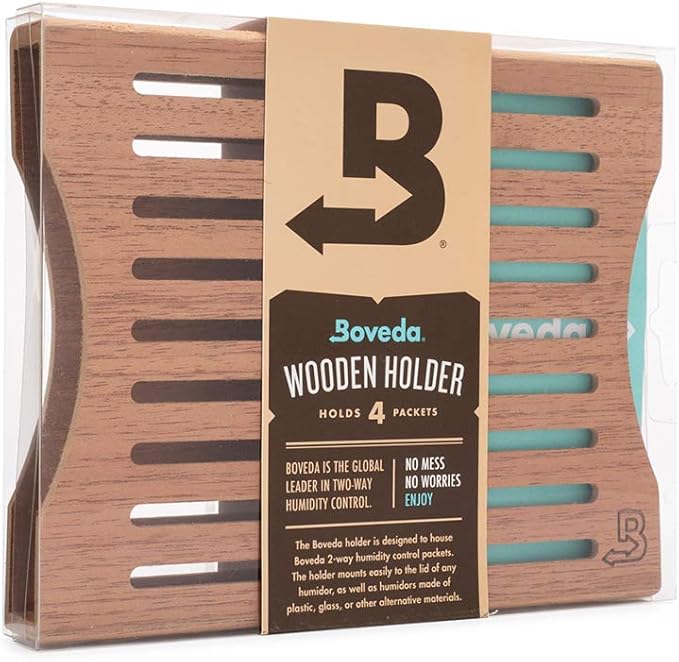 Boveda Cedar Wooden Humidity Pack Holder - For Use With Four Size 60 Boveda Side-by-Side (Sold Separately) - Includes Magnetic and Removable Tape Mounting Kits – 1 Count by Boveda