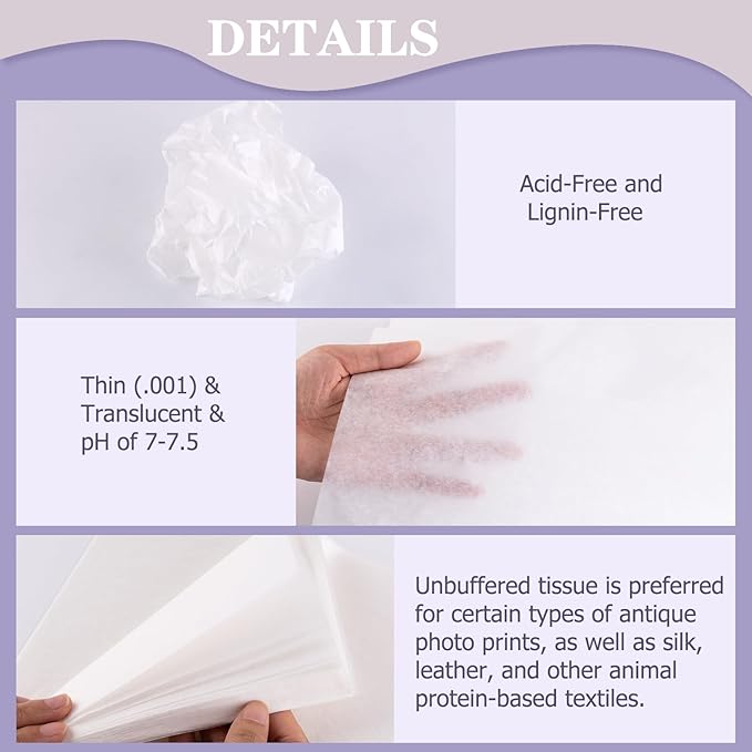 Lineco, Unbuffered Interleaving Tissue Paper, Unbuffered, Acid-Free, 30 x 40 Inches, Preserve and Separate Prints, Documents, Letters, Newspapers (2 Set - Pack of 12) - Image 4