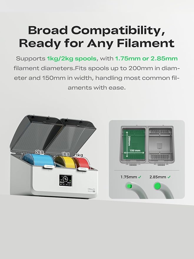 Creality Space Pi X4L Filament Dryer Box, Dual Independent Chambers, 4 Spool Capacity, 75°C High-Temp Drying, Smart Energy-Saving Mode,3D Printer Filament Dehydrator for PLA, PETG, ABS, TPU, PA, Nylon - Image 7