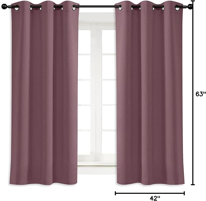 NICETOWN Kitchen Blackout Window Curtain Panel, Dry Rose, 1 Panel, 42 by 63 inches Long, Home Fashion Thermal Insulated Solid Grommet Room Darkening Drape for Apartment - Image 9