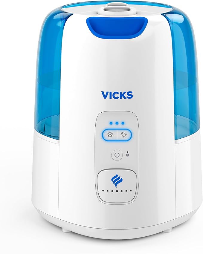 Vicks Dual Comfort Cool + Warm Mist Humidifier for Bedrooms With Fusion Technology, Compatible with Vicks VapoPads and Vicks VapoSteam, White by VicksDevices