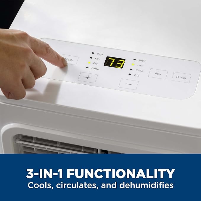 GE 9,000 BTU Portable Air Conditioner for Small Rooms up to 250 sq ft. (6,100 BTU SACC), 3-in-1 with Dehumidify, Fan and Auto Evaporation, Included Window Installation Kit - Image 4