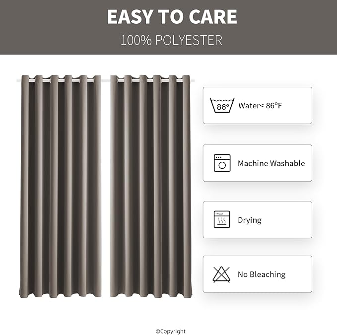 Waterproof Outdoor Curtain W84 x L120 - Grommet Top Sunlight Blocking Window Treatment Drapes Blackout Curtains for Home Bedroom Living Room Patio Pergola Cabana Gazebo (Taupe, 2 Panels) - Image 7