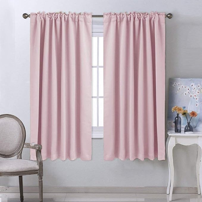 NICETOWN Bedroom Draperies Blackout Curtain Panels - (Lavender Pink/Baby Pink Color) 52 x 63 inches, Set of 2 Panels, Solid Room Darkening Blackout Drapes for Living Room - Image 2