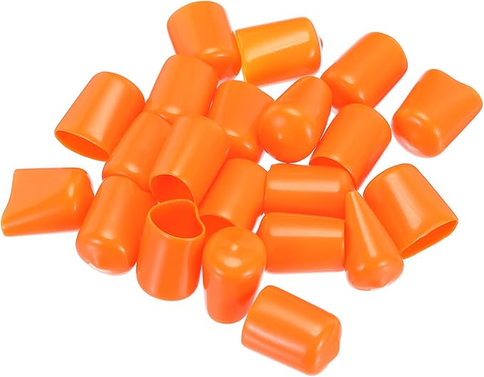 uxcell 20pcs Rubber End Caps 15mm(9/16") ID Vinyl PVC Round Tube Bolt Cap Cover Screw Thread Protectors,Orange - Image 4