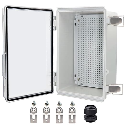 Waterproof Electrical Box, IP67 Junction Box Stainless Steel Latch Hinged Clear Cover Project Enclosure with Wall Bracket 11.1"x7.5"x5.5" by YETLEBOX