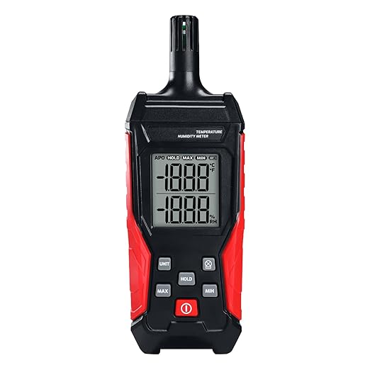 Temperature Humidity Meter, Digital Hygrometer Temperature Indoor and Outdoor, High Precision Psychrometer with Data Hold MAX/MIN,LCD Backlight by Unknown