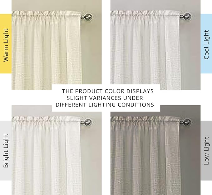 H.VERSAILTEX Natural Linen Rod Pocket Curtains 84 Inch Length for Living Room 2 Panel Pocket Drape Semi Sheer Neutral Country Rustic Farmhouse Boho Curtain Bedroom Light Filtering, Heathered Natural - Image 3