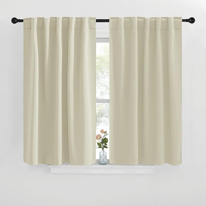 NICETOWN Blackout Curtain Panels for Living Room - (Beige Color) 29x36 inch, 2 Panels Set, Room Darkening Blackout Drapes for Window by NICETOWN