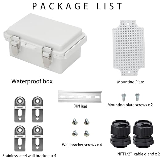 Waterproof Electrical Box Junction Box Weatherproof IP67 ABS Plastic Enclosure Switch Router Project Box Electronics Enclosure with Mounting Plate Wall Bracket Grey 5.9"x3.9"x2.8" - Image 4