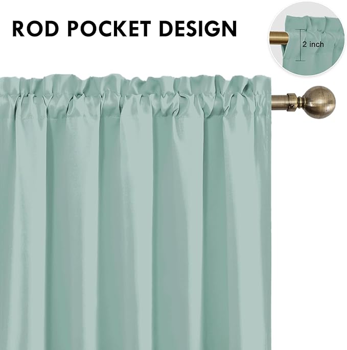 DWCN Blackout Curtains for Living Room Thermal Insulated, Energy Saving & Noise Reducing Bedroom Curtains, Sage Green, W 60x L 84 Inch, Set of 2 Rod Pocket Curtain Panels - Image 4