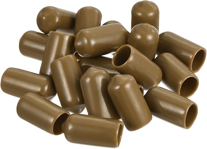 uxcell 20pcs Rubber End Caps 9.5mm(3/8") ID Vinyl PVC Round Tube Bolt Cap Cover Screw Thread Protectors Light Brown - Image 4