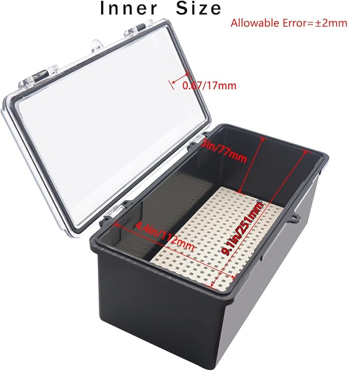 Junction Box, Hinged Black Clear Cover IP67 Waterproof ABS Project Box with Mounting Plate Electrical Box Enclosure with Wall Bracket 10.6 x 5.1 x 4.3inch(270x130x110mm) - Image 3