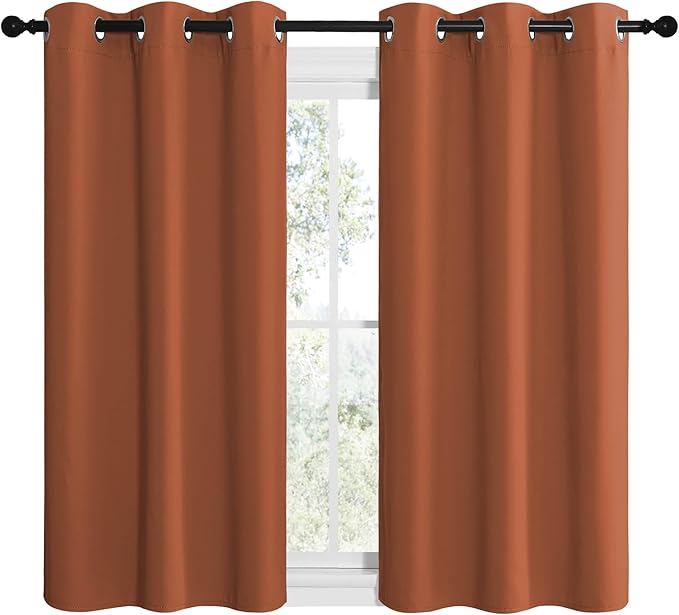 NICETOWN Bedroom Curtains 50 inches Long, Privacy and Thermal Insulated Blackout Drapes for Windows (Burnt Orange, 1 Pair, 42 x 50 inches) - Image 2