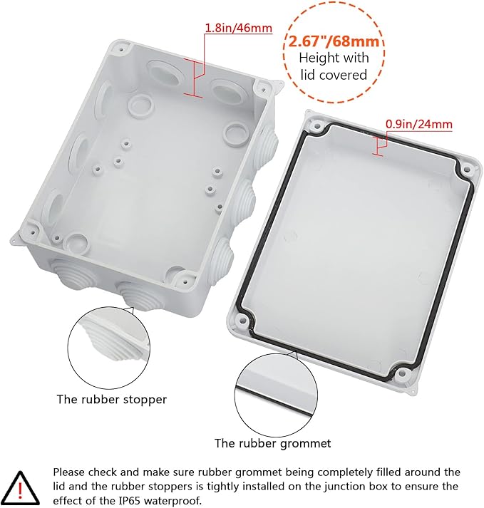 LeMotech ABS Plastic Dustproof Waterproof IP65 Junction Box Universal Electrical Project Enclosure White 5.9 x 4.3 x 2.8 inch (150 x 110 x 70 mm) - Image 4
