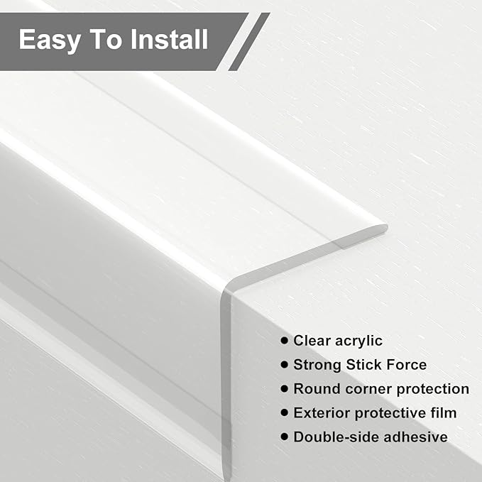 Wall Corner Protector, 2PCS Clear Self-Adhesive Corner Guards, Edge Protector for Baby, Furniture, Door, Tables, Easy to Install (35.4inx1.18in/90cmx3cm) - Image 3