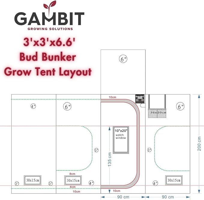 Bud Bunker 3x3 Grow Tent, Thickest 25mm/1-Inch Poles, Heavy-Duty 2000D Diamond Mylar Canvas, 36"x36"x80" (3x3) - Image 5